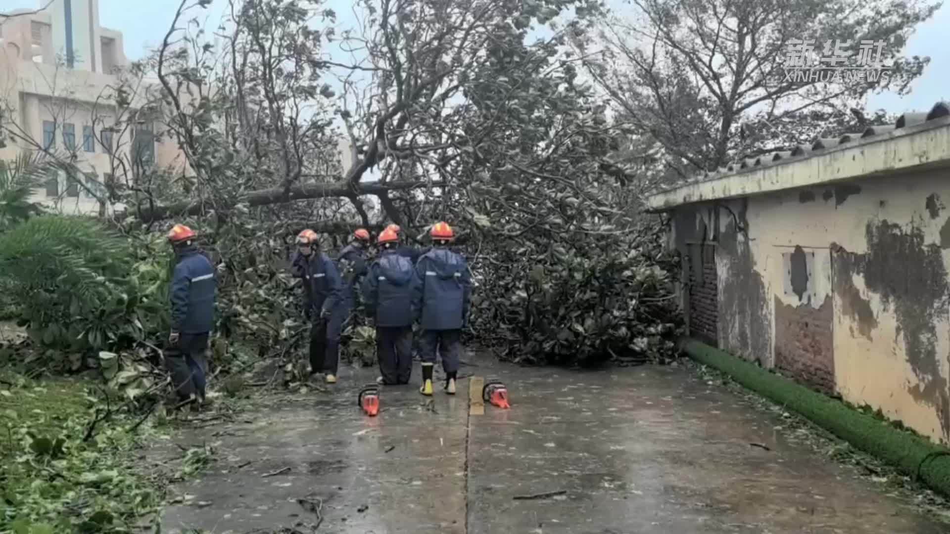 台风“潭美”致三沙永兴岛海水倒灌树木倒地 消防紧急救援