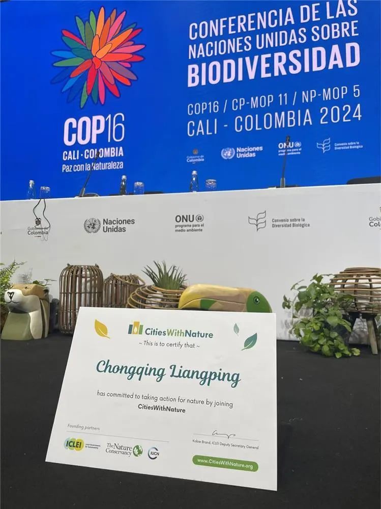 梁平区荣获“自然城市”证书。（区生态环境局供图）