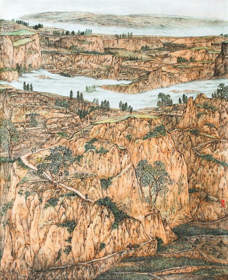 梦里故乡起白云（中国画）郑薇