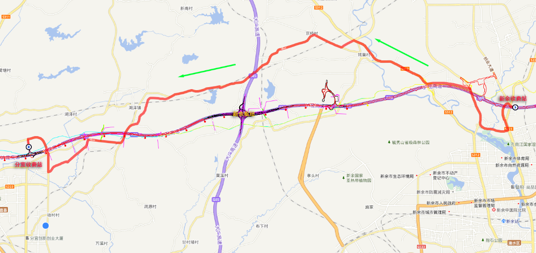 （新余往分宜下高速在新余收费站提前下高速绕行线路）