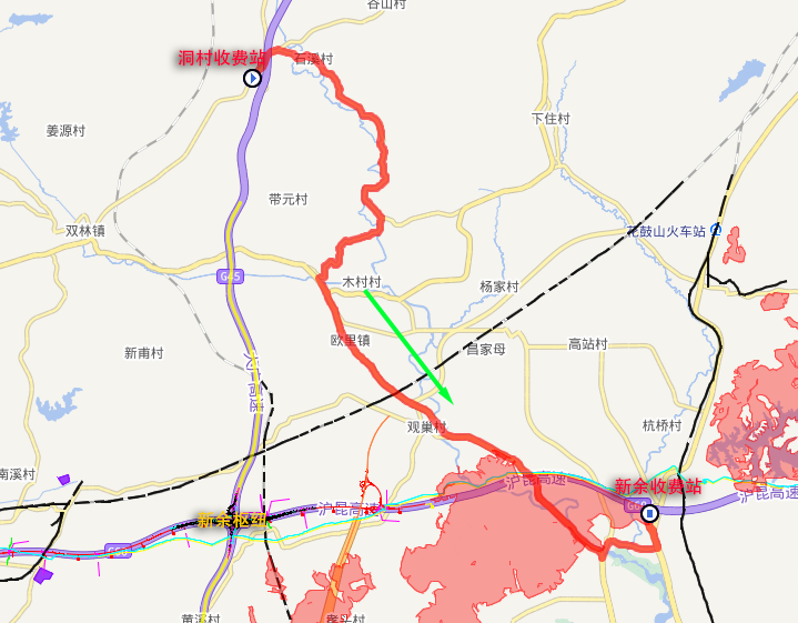 (洞村收费站提前下高速绕行线路)