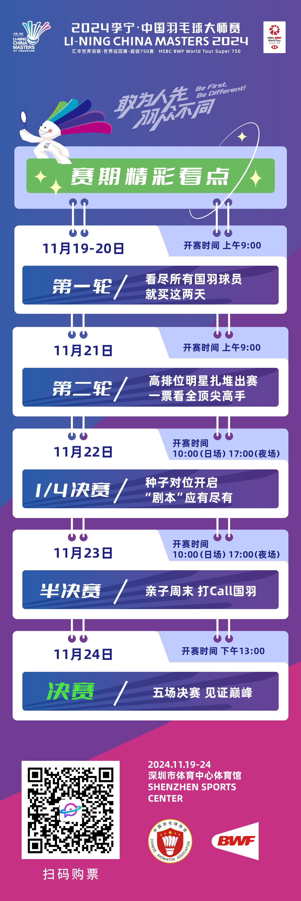 2024李宁·中国羽毛球大师赛票务信息发布 来深圳市体育中心体育馆感受羽毛球超级盛宴