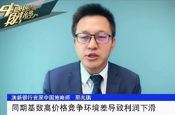 澳新银行资深中国策略师邢兆鹏：同期基数高价格竞争环境差导致利润下滑