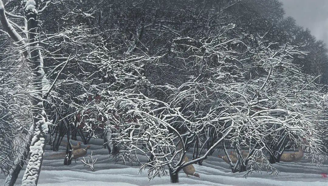 郭长安 郭宇虹 《寒林晨梦》 2013年 版画