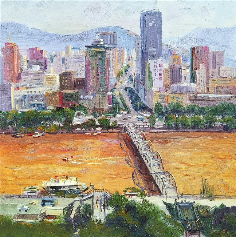 九月的中山桥（油画）蔡晓斌