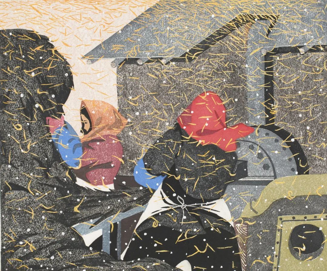 石涛 《铡草》 1985年 版画
