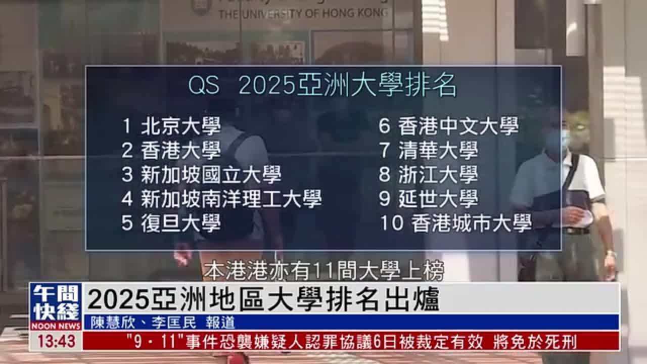 粤语报道｜2025亚洲地区大学排名出炉