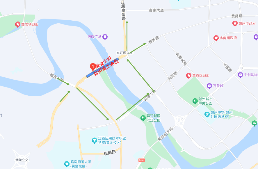 11月13日起 赣州黄金大桥分阶段封闭施工