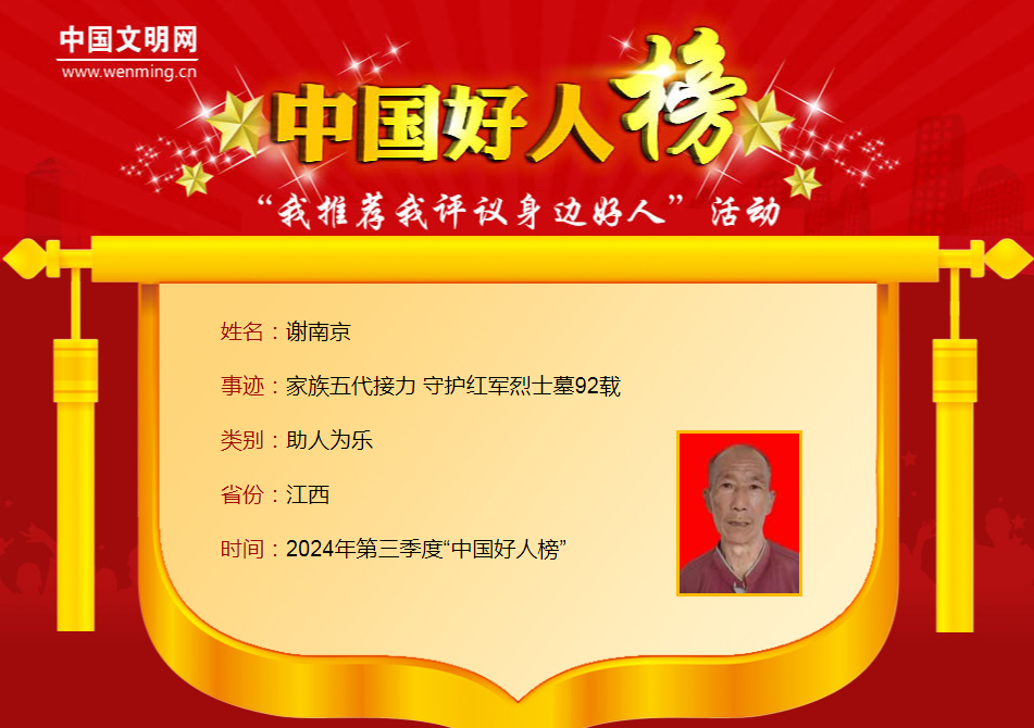 第三季度“中国好人榜”发布 江西8人上榜