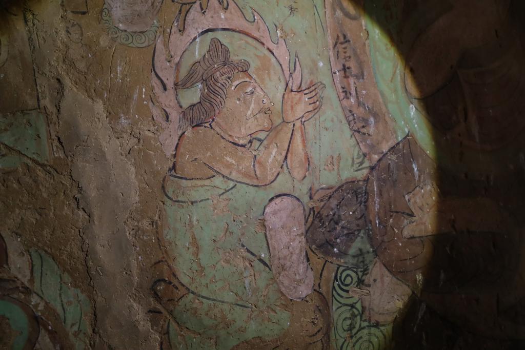 这是11月11日拍摄的炳灵寺石窟第169窟西秦壁画