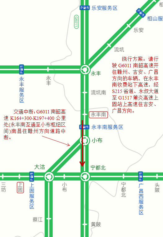 绕行线路示意图