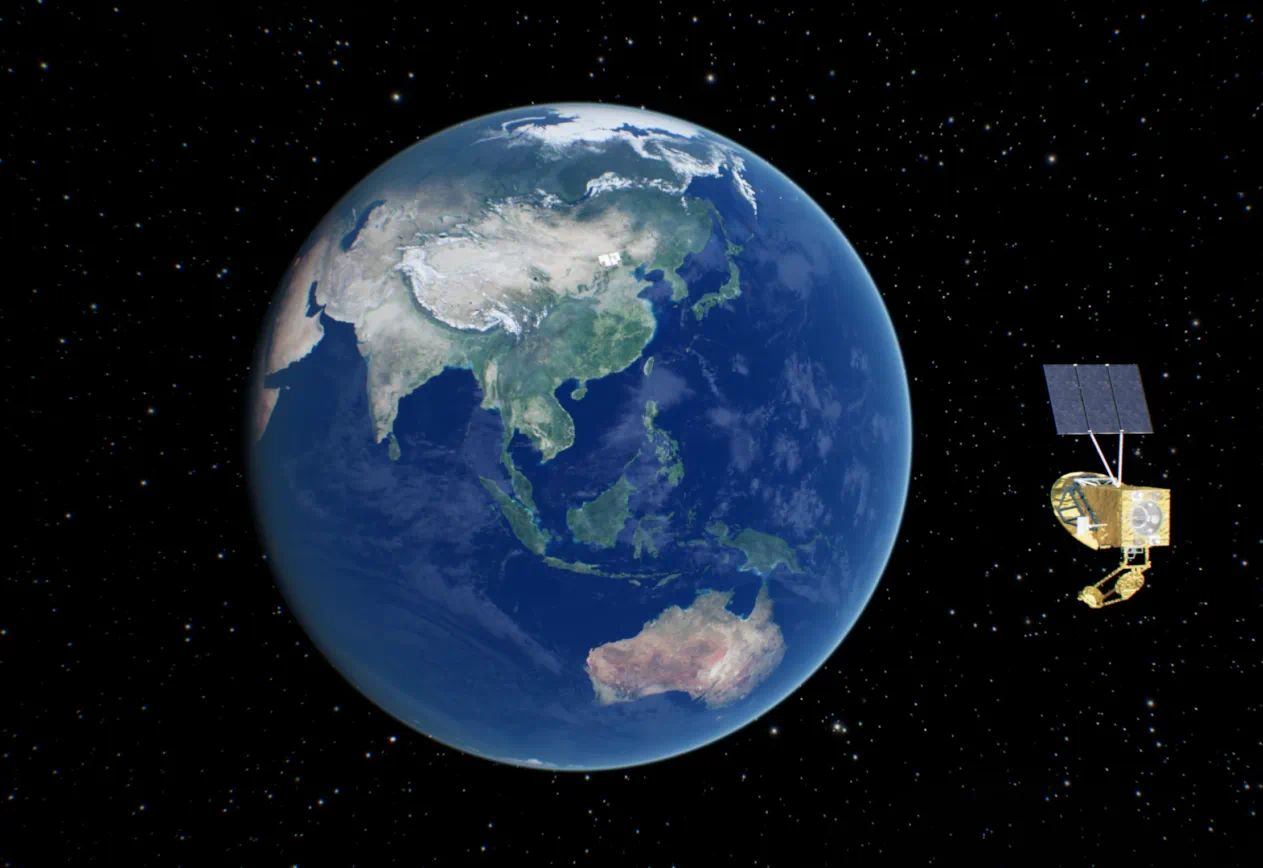 中国航天科技集团上海航天技术研究院抓总研制的全球首颗静止轨道微波气象卫星示意图 中国航天科技集团供图