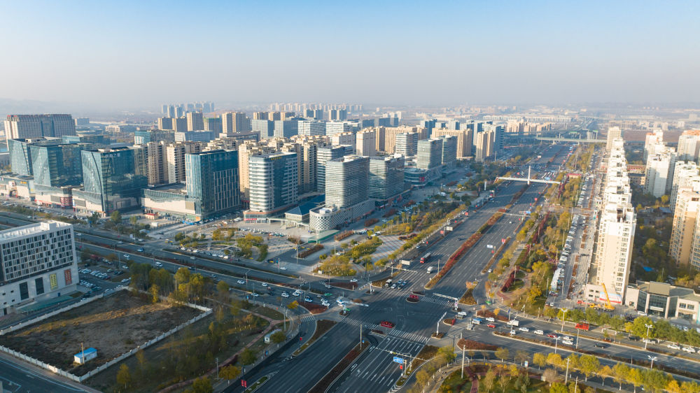 这是11月7日拍摄的兰州新区城市面貌（无人机照片）　新华社记者　郎兵兵　摄