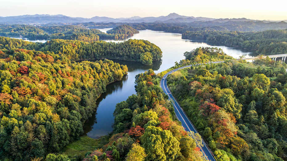 环湖路风光。仙女湖七夕文化旅游度假区官网 图
