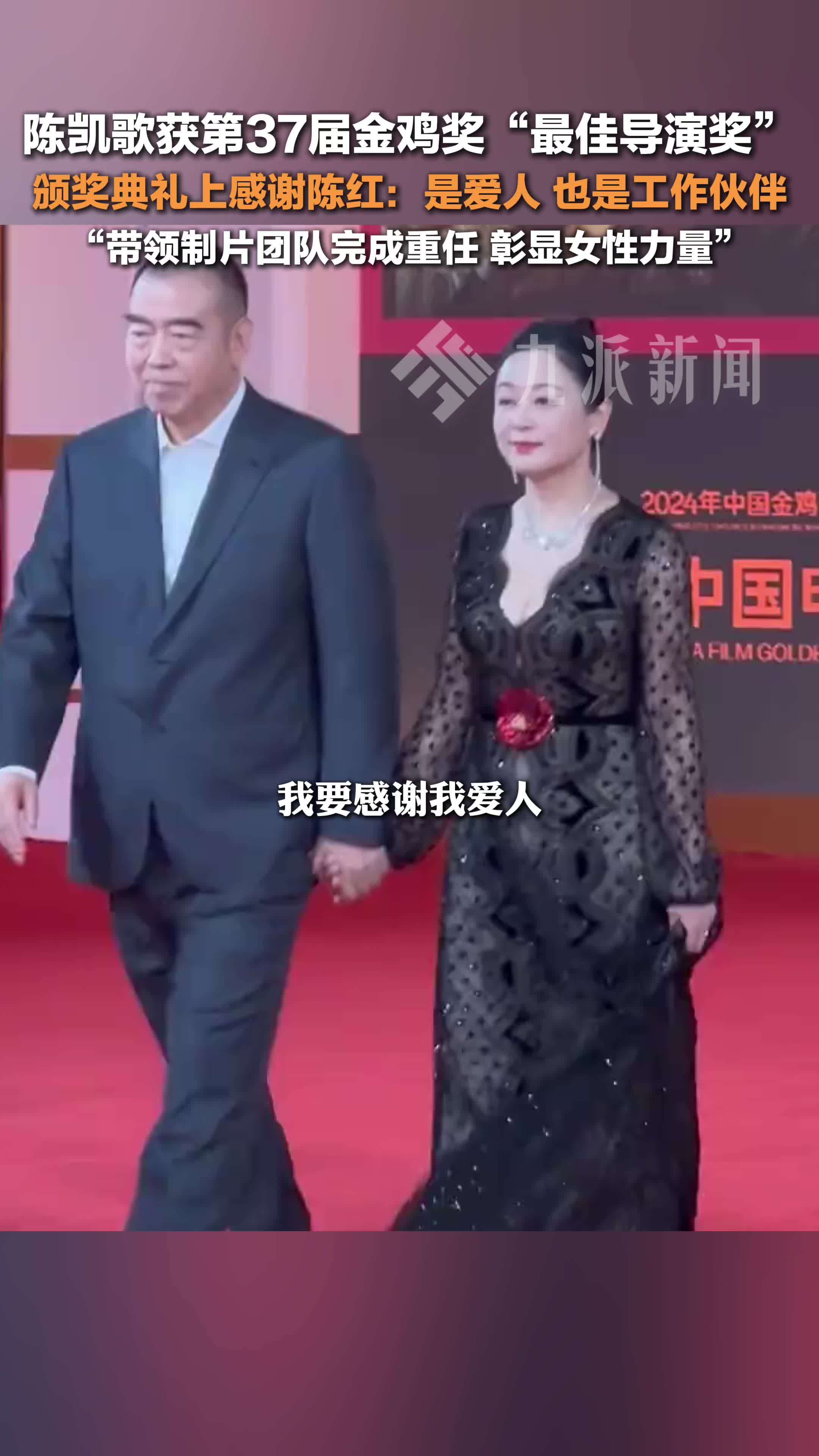 陈凯歌颁奖典礼上感谢陈红：是爱人 也是工作伙伴
