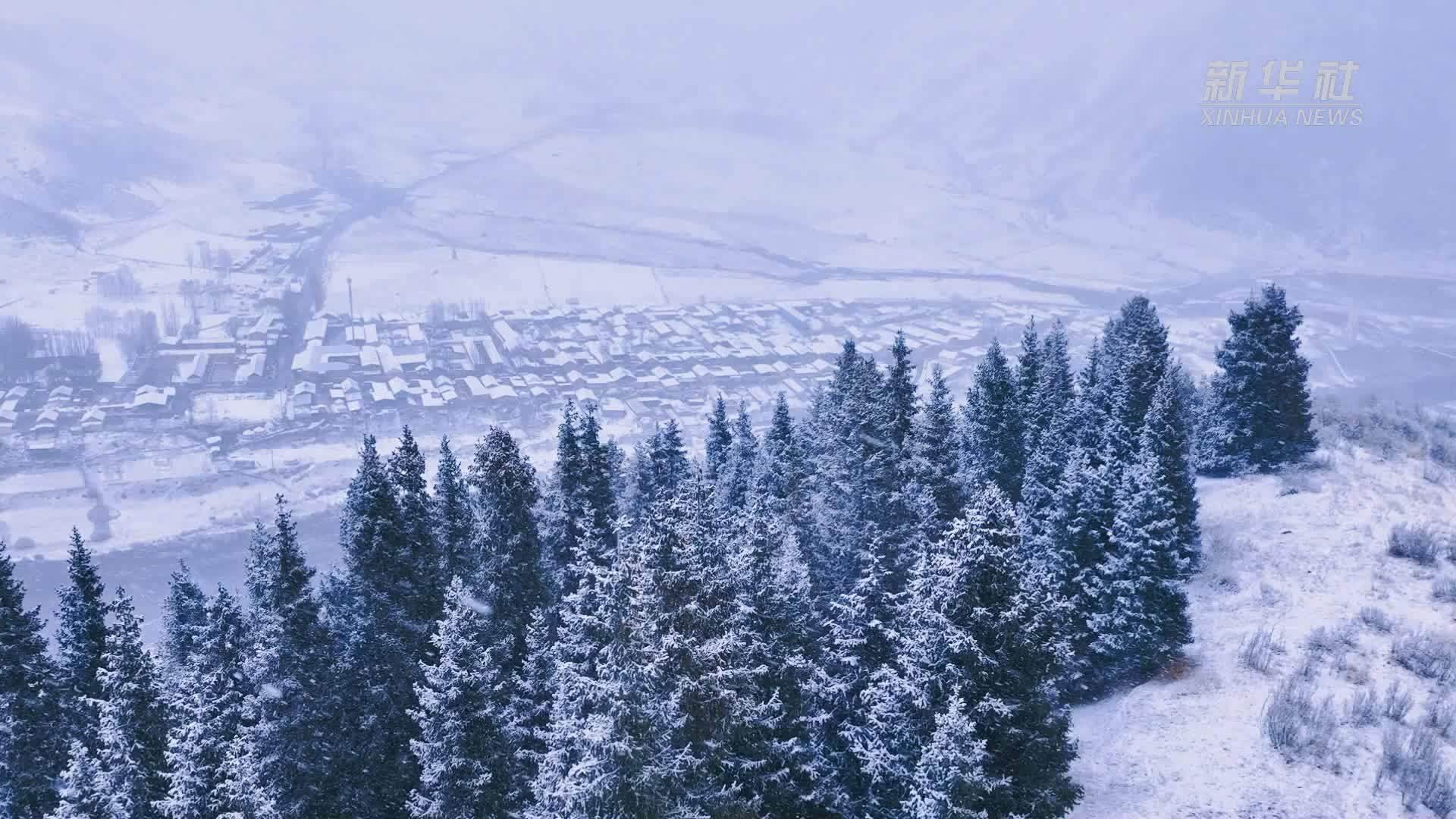 天山雪落如画卷