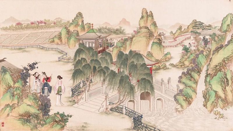 清孙温 红楼梦 第27回 滴翠亭宝钗戏彩蝶