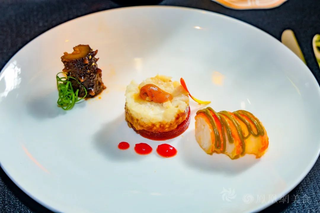 △烧椒酱熟腌小青龙,海胆桃仁低温贝柱,卤水浸美日壹参(凤球唛番茄沙司)