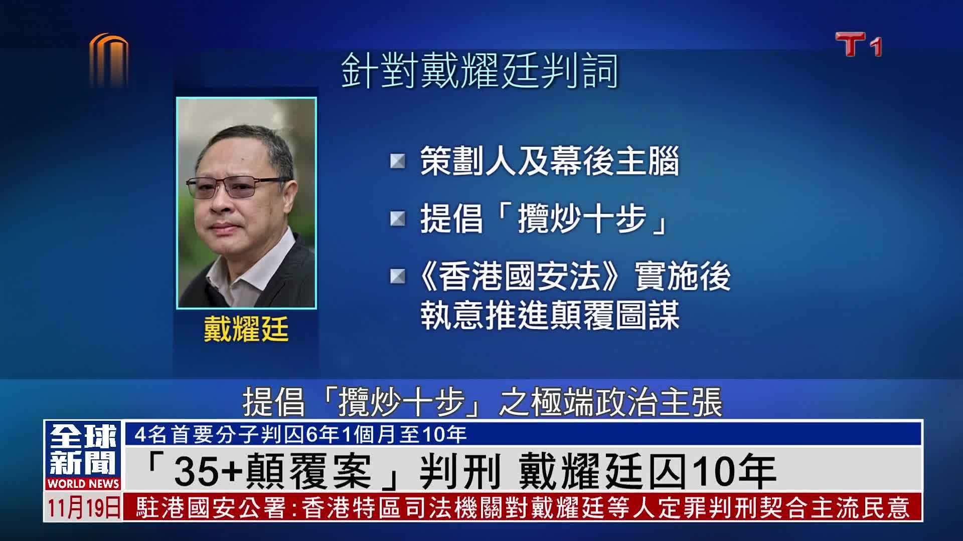 粤语报道｜“35+颠覆案”判刑 戴耀廷囚10年