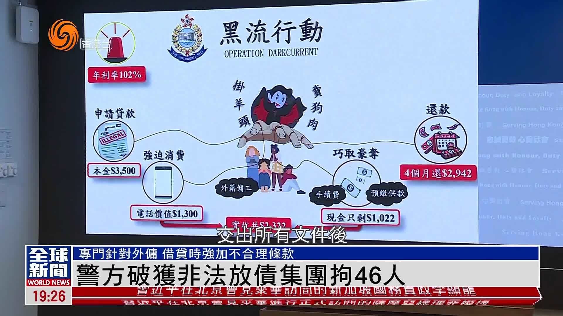 粤语报道｜警方破获非法放债集团拘46人