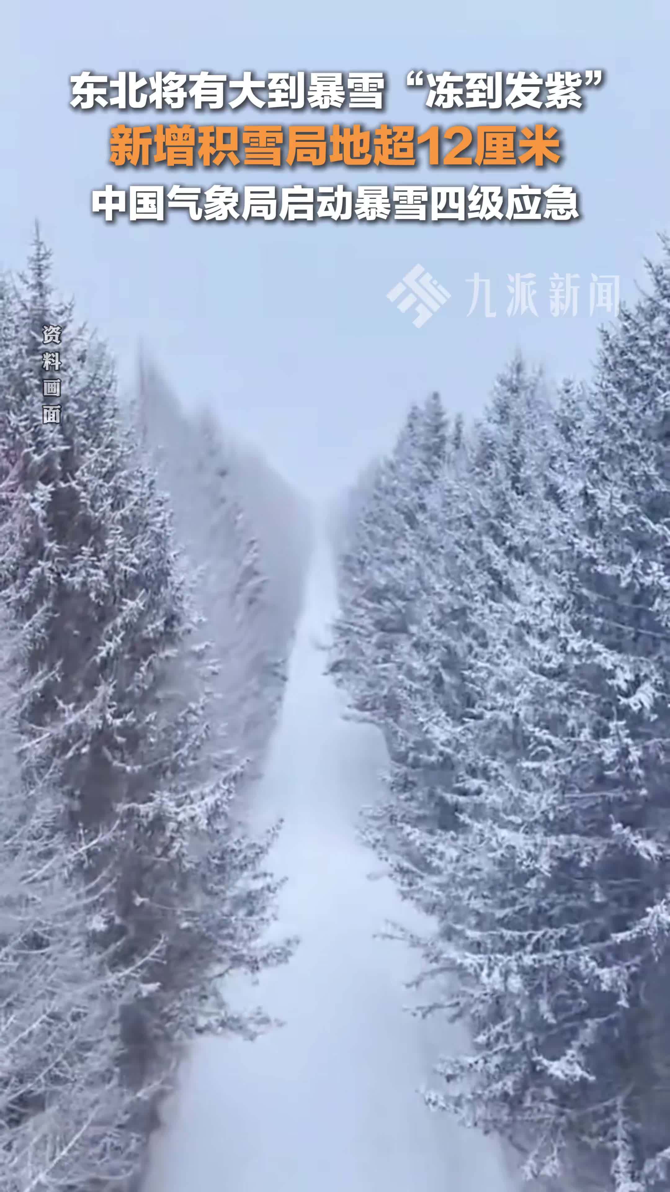 东北将有大到暴雪，新增积雪局地超12厘米，中国气象局启动暴雪四级应急