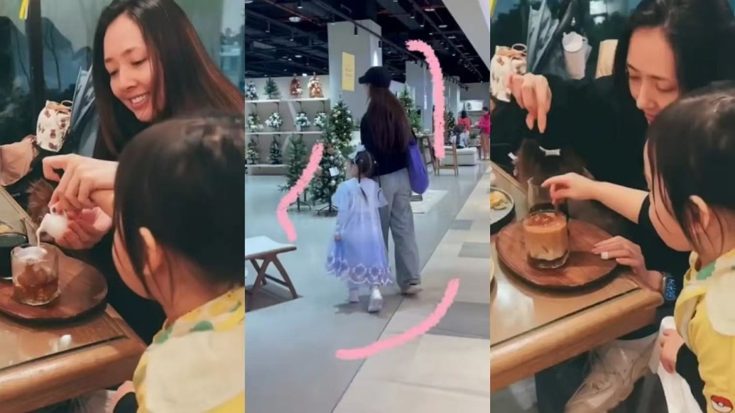 郭碧婷晒与女儿逛商场vlog 4岁小Cora身高已达妈妈腰际封面图