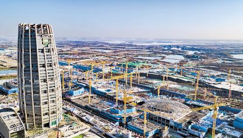 11月21日拍摄的雄安国贸中心项目建设现场。本报记者 刘光昱摄