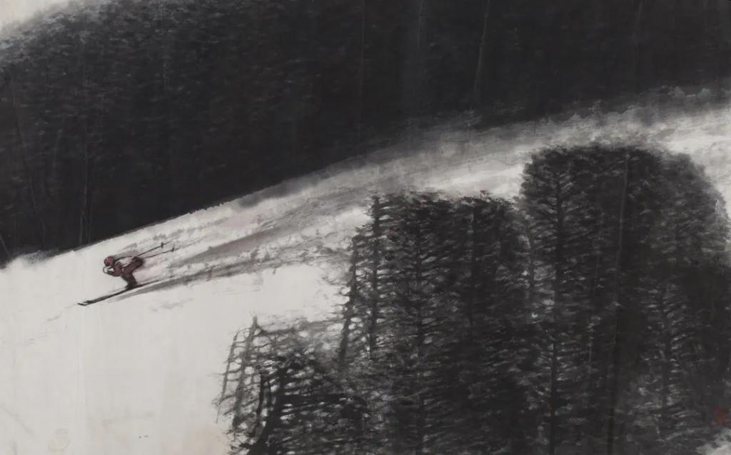 姜大吉 《雪浪搏击》 1994 中国画