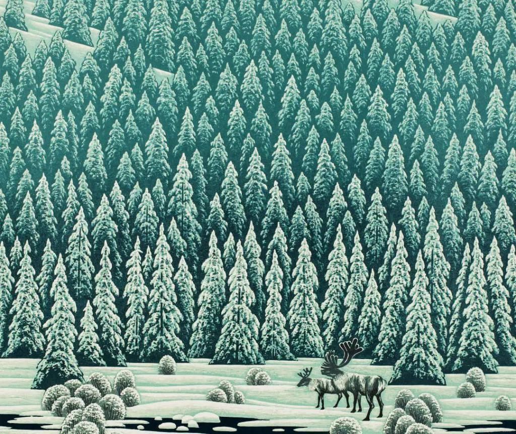 张士勤 《大岭银装》 2015 版画