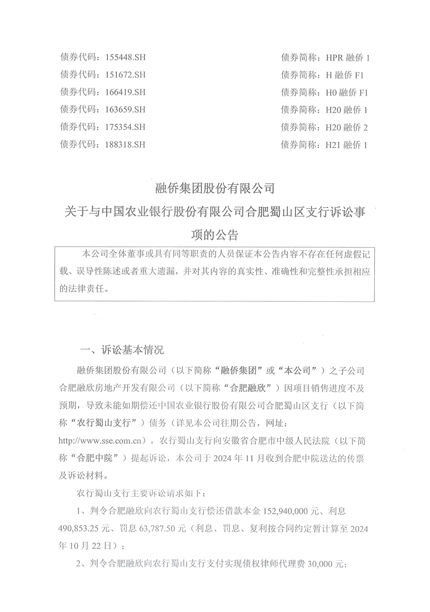 1.53亿债务违约！融侨集团合肥子公司遭银行起诉