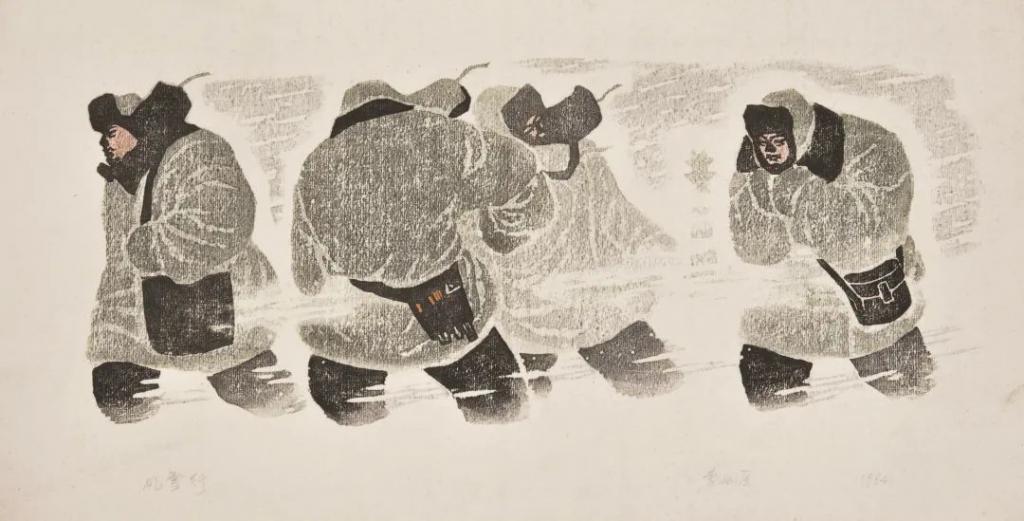 李兆晨 《风雪行》 1984 版画