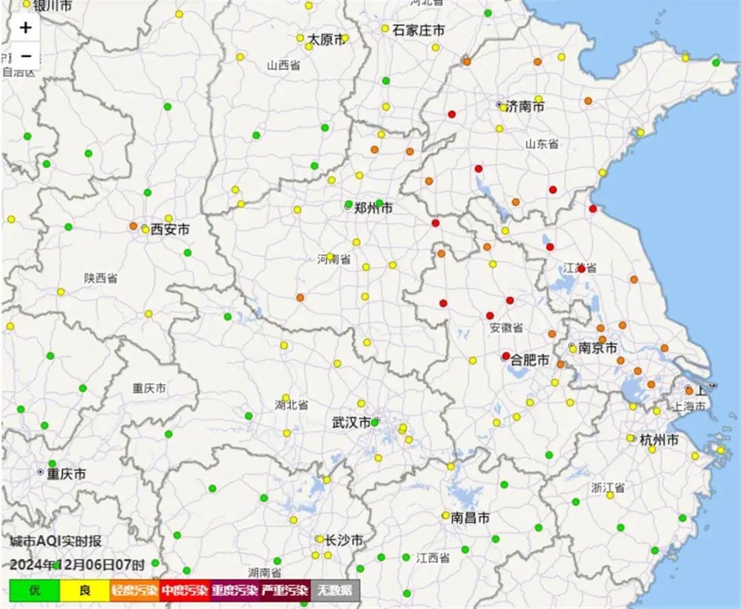 12月06日07时湖北省及周边空气质量实况