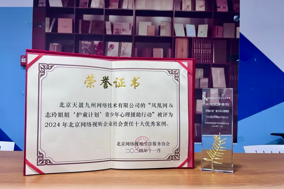 “网络视听企业社会责任创新典型案例”荣誉证书