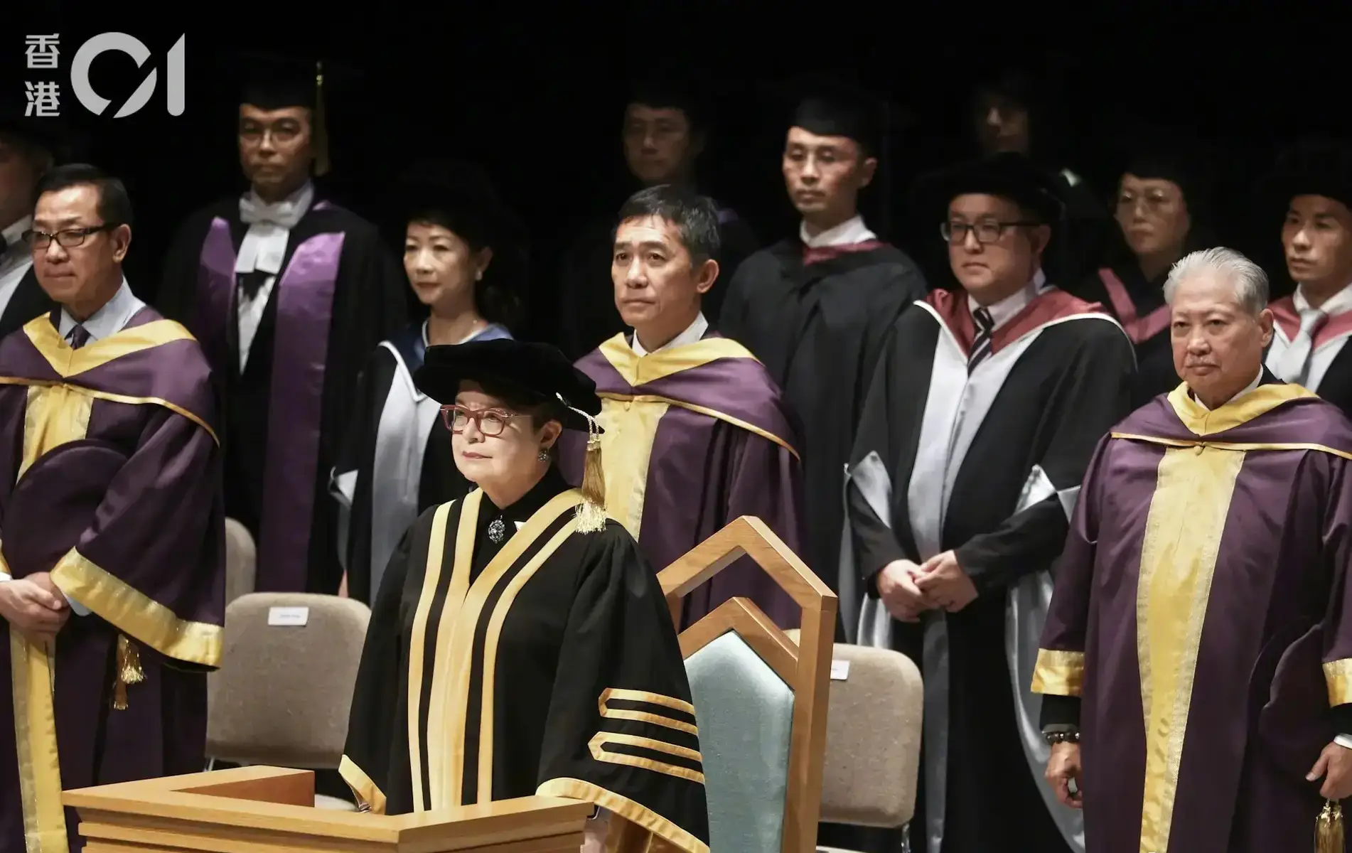 梁朝伟、洪金宝、许鞍华获香港演艺学院颁授荣誉博士。