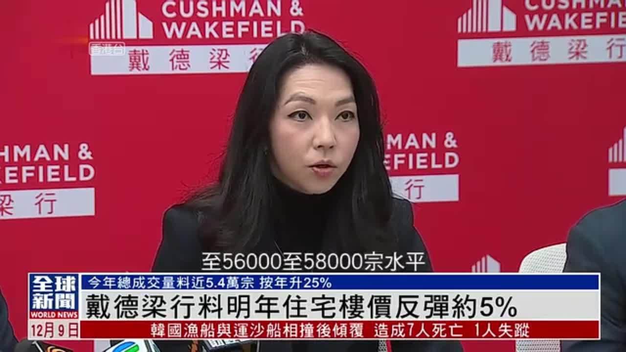 粤语报道｜戴德梁行料明年住宅楼价反弹约5%