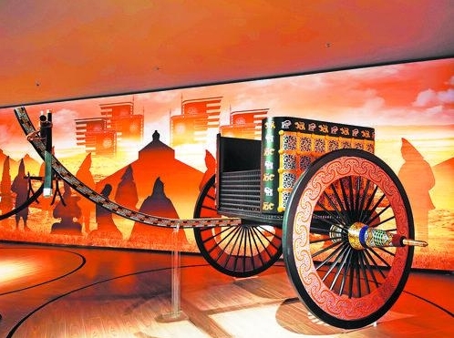 马家塬车舆博物馆《车辚马萧　西戎绝唱——马家塬出土车舆文化展》专题展览一角