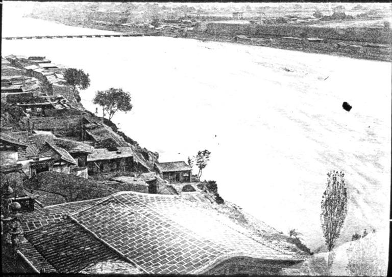图二　从金山寺望黄河镇远浮桥和兰州城池