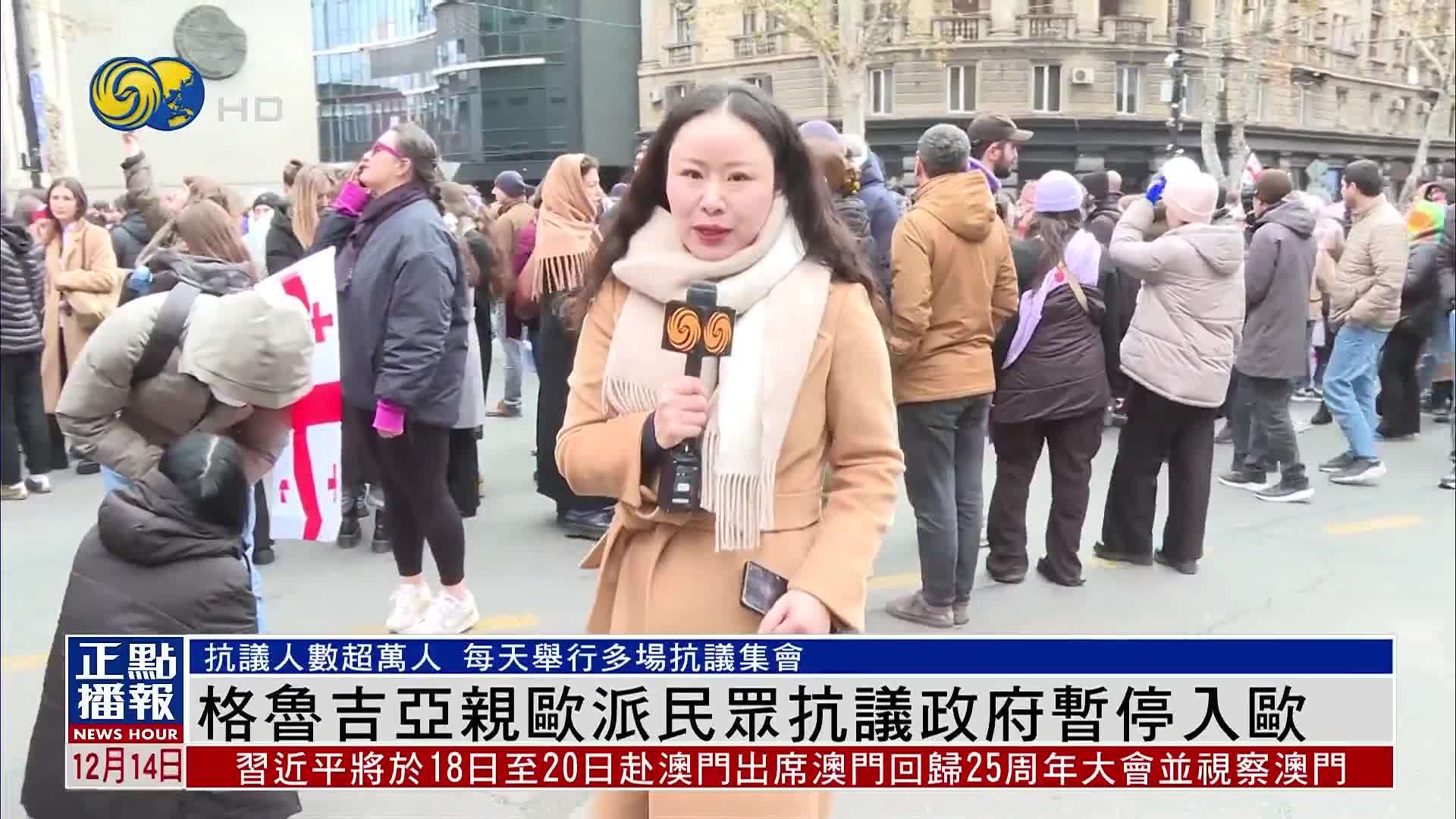 格鲁吉亚亲欧派民众抗议政府暂停入欧