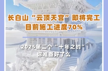 长白山“云顶天宫雪雕”即将完工，目前施工进度70%