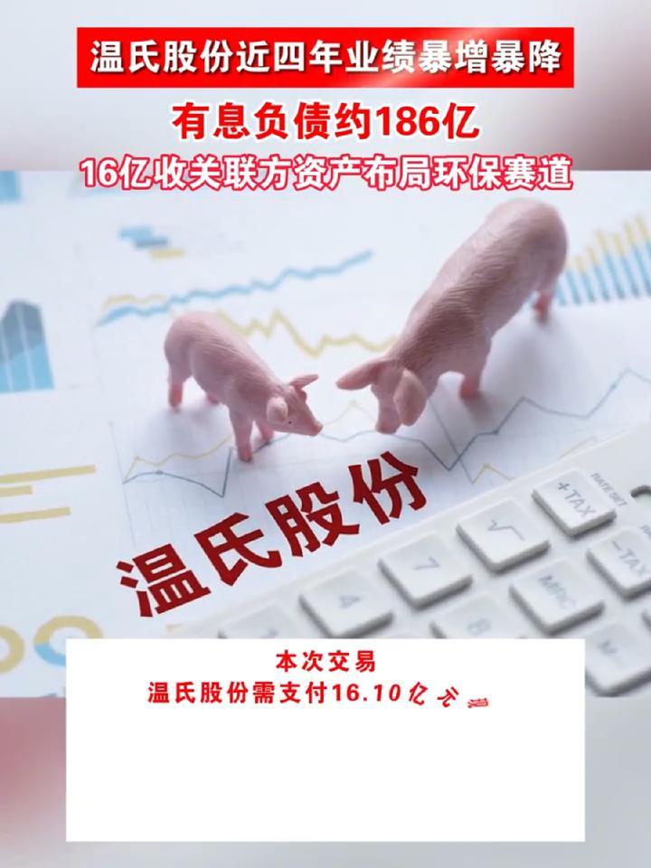 温氏股份近四年业绩暴增暴降，有息负债约186亿，16亿收关联方资产布局环保赛道#温氏股份