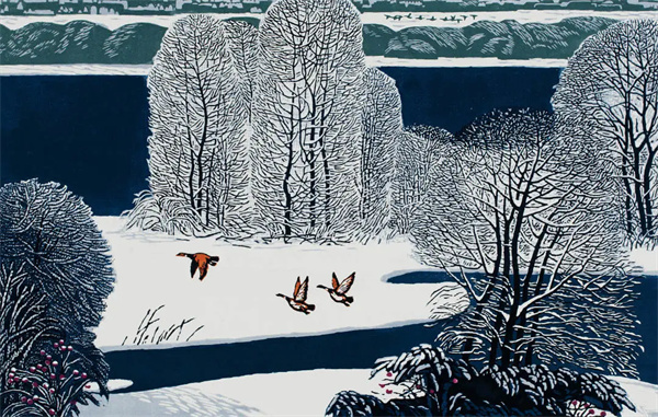 张喜良 《北疆雪早》 2007 版画