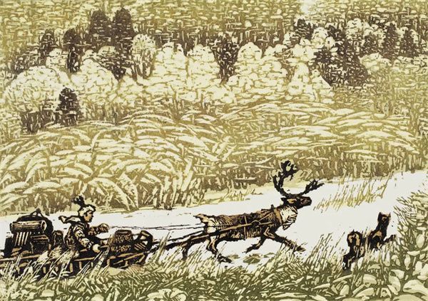 刘荣彦 《进山》 2010 版画