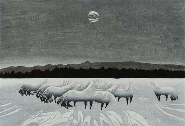 王世敏 《沐月》 2015 版画