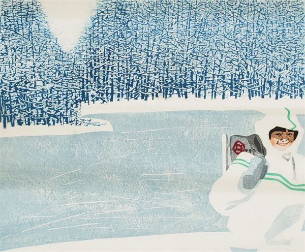 周胜华 袁耕 刘荣彦 晁方方 《小河，你早》 1989 版画