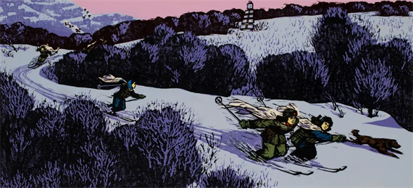 李璞 《北疆雪夜》 1974 版画