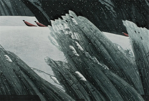 李永光 《雪浴》 2015 版画