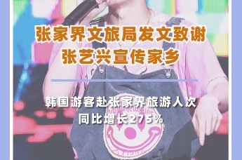 张家界文旅局发文致谢张艺兴：感谢您一直以来不遗余力地宣传家乡