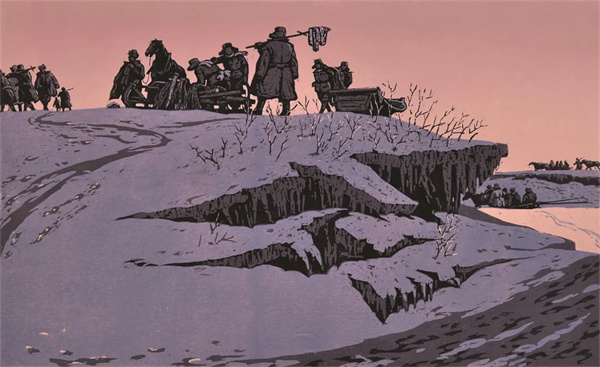 张祯麒 《冰江的早晨》 1961 版画