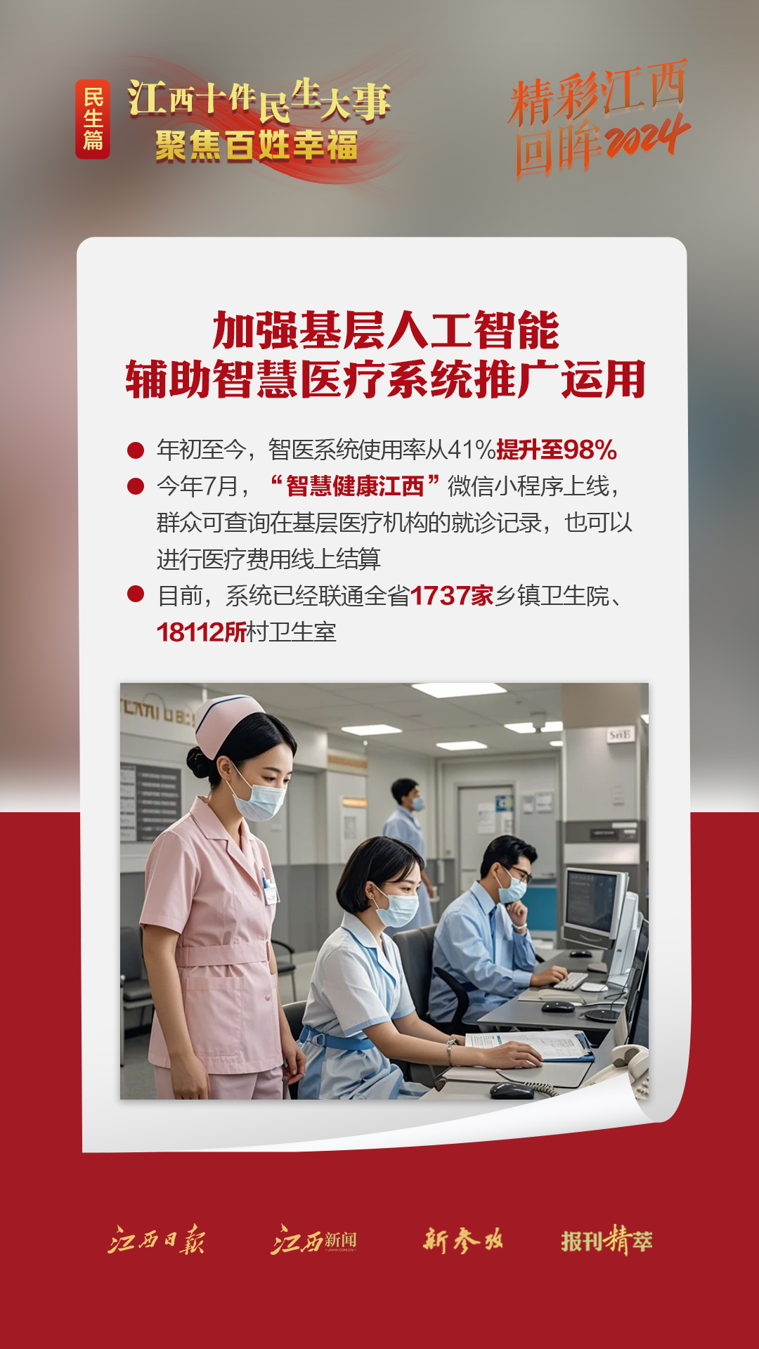 精彩江西 回眸2024｜AI海报组：民生“小实事”，撬动百姓“大幸福”！件件暖人心→