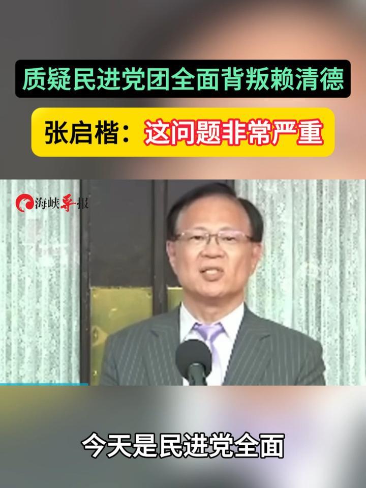 质疑民进党团全面背叛赖清德，张启楷：这问题非常严重